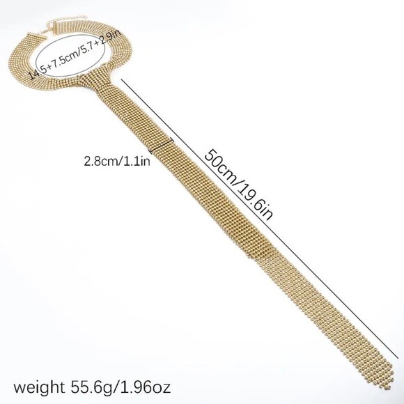 2/$30 Crystal Rhinestone Mesh Tie Necklace For Women - Adjustable Chain NWT - Picture 7 of 11